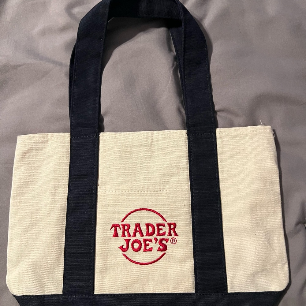 Cream and Navy blue mini Tote Bag